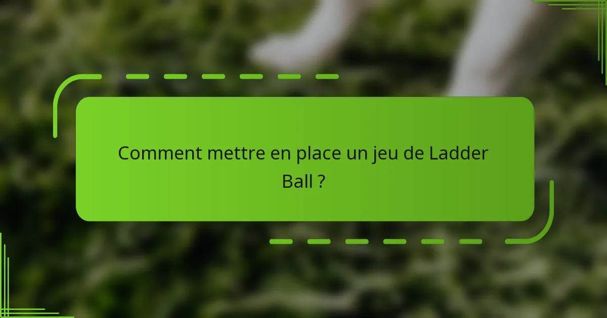 Comment mettre en place un jeu de Ladder Ball ?