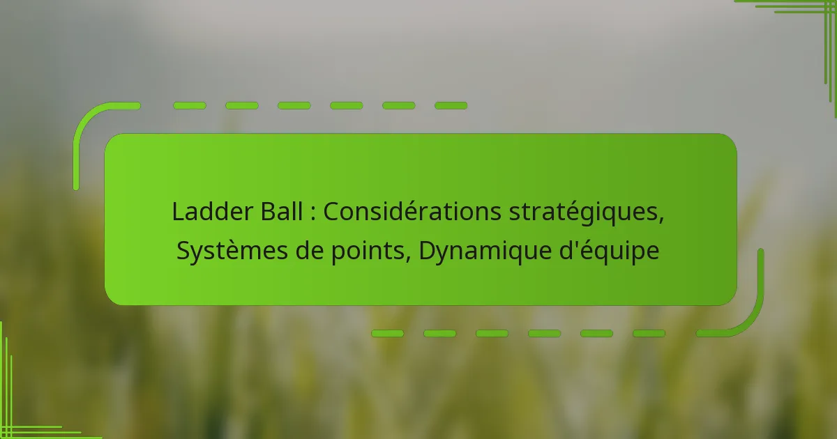 Ladder Ball : Considérations stratégiques, Systèmes de points, Dynamique d’équipe