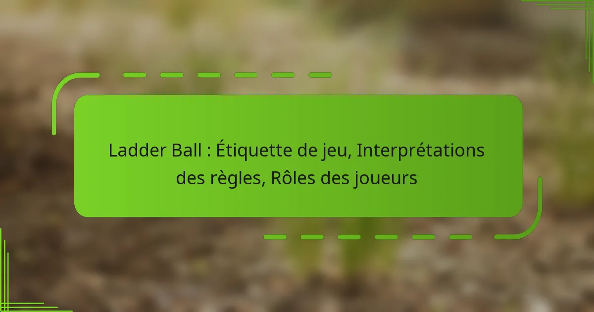 Ladder Ball : Étiquette de jeu, Interprétations des règles, Rôles des joueurs
