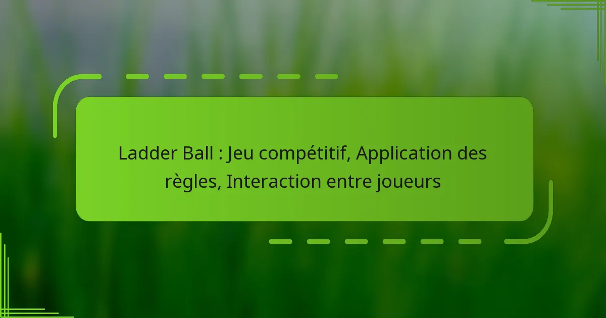 Ladder Ball : Jeu compétitif, Application des règles, Interaction entre joueurs