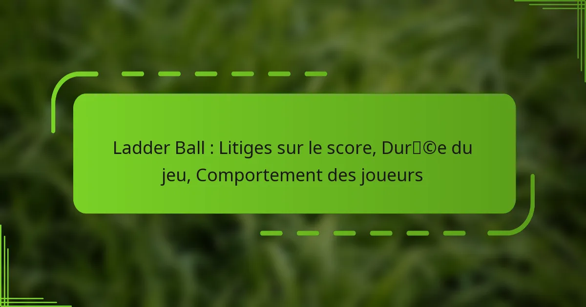 Ladder Ball : Litiges sur le score, Durée du jeu, Comportement des joueurs