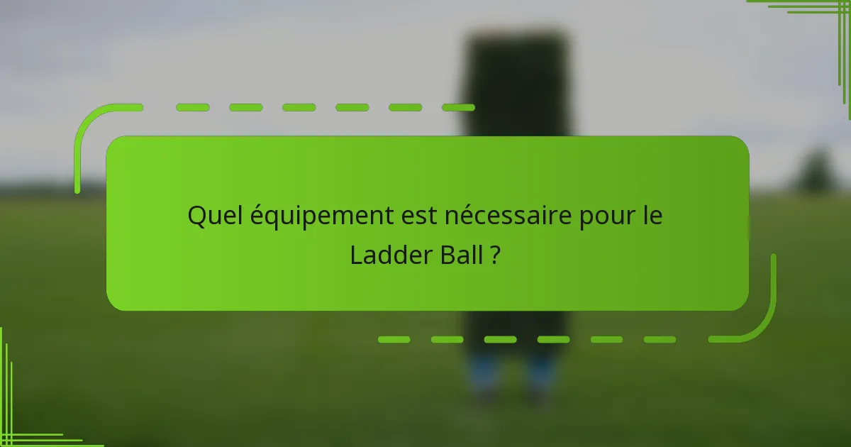 Quel équipement est nécessaire pour le Ladder Ball ?