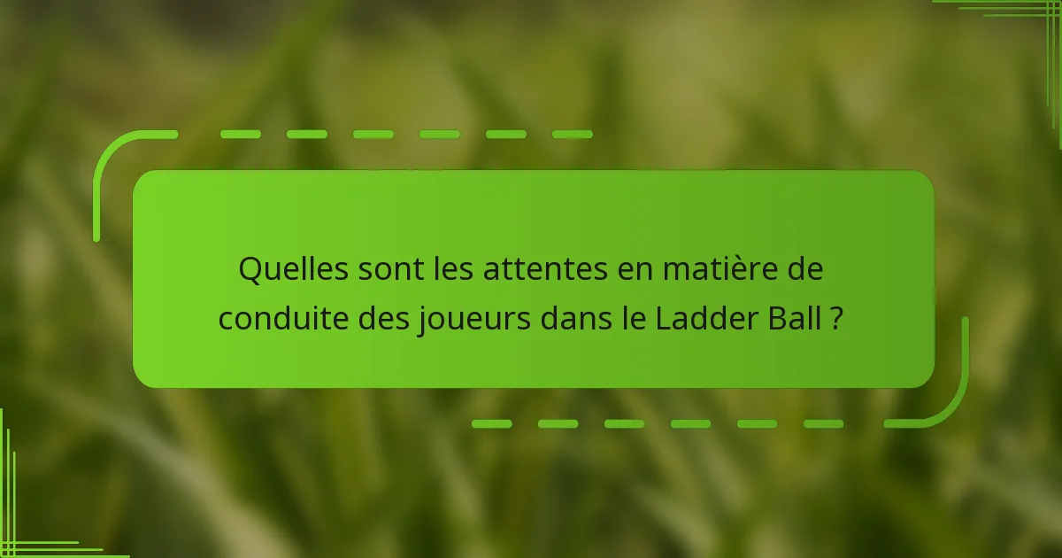Quelles sont les attentes en matière de conduite des joueurs dans le Ladder Ball ?