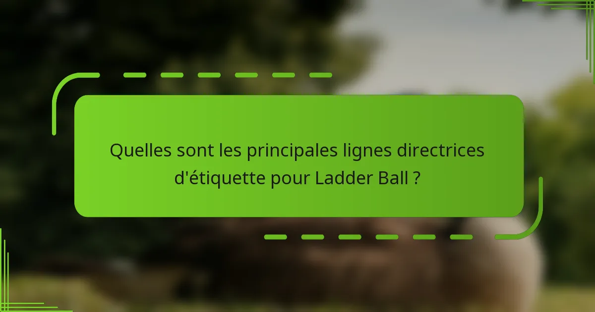 Quelles sont les principales lignes directrices d'étiquette pour Ladder Ball ?